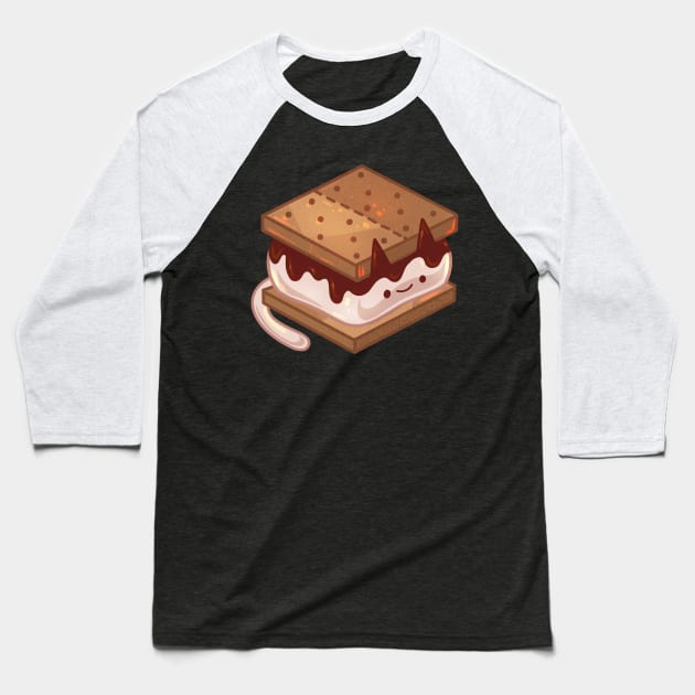 S'mores Kitty Baseball T-Shirt by Claire Lin